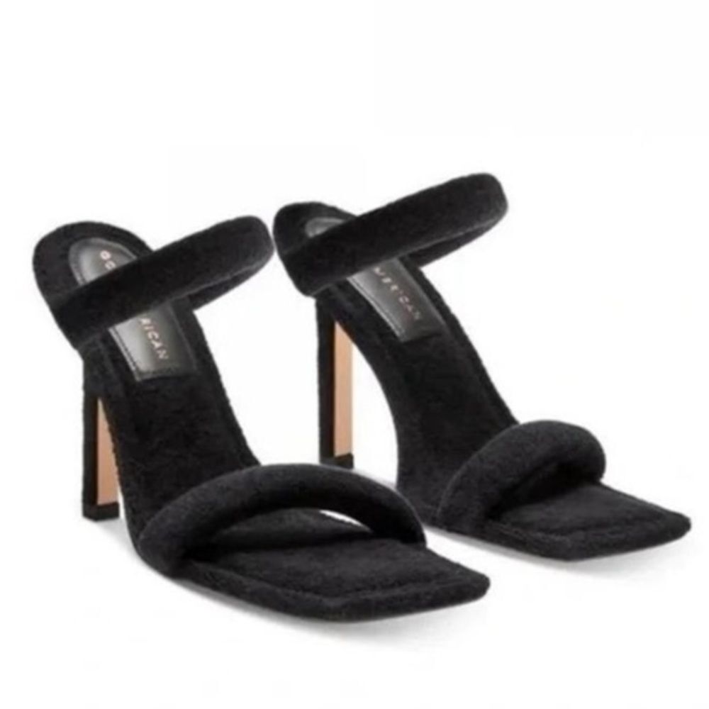 New good American Terry slip on black Square toe high heel